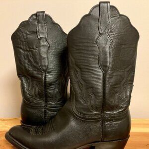 Lucchese 2000 Black Leather Cowboy Boots 9B